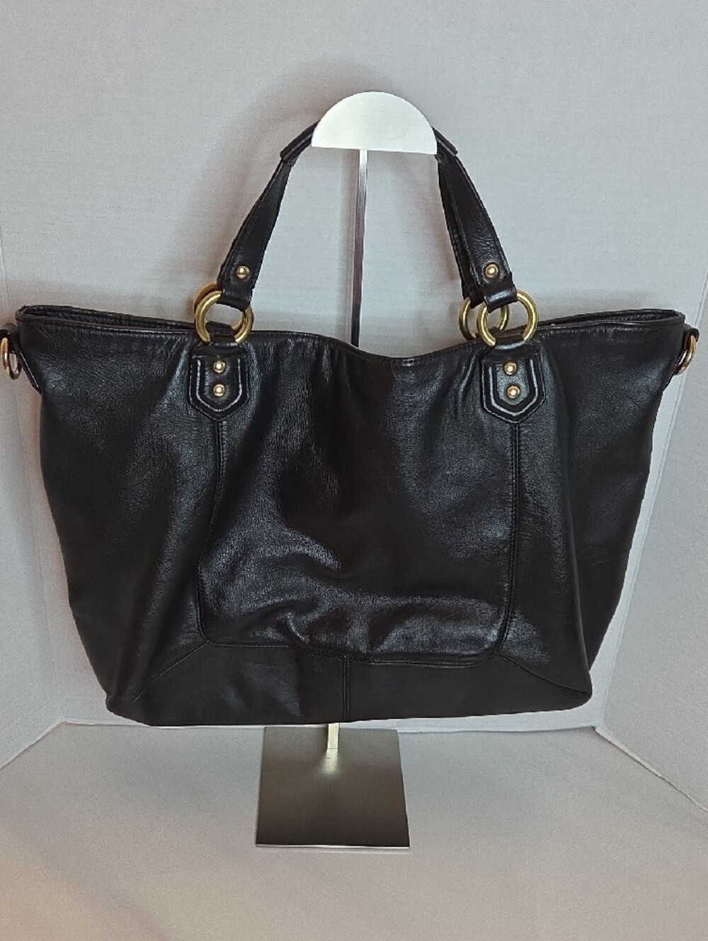 Coach Campbell Belle Carryall Shoulder Black Leather Bag - Style F24683 - Picture 5 of 12